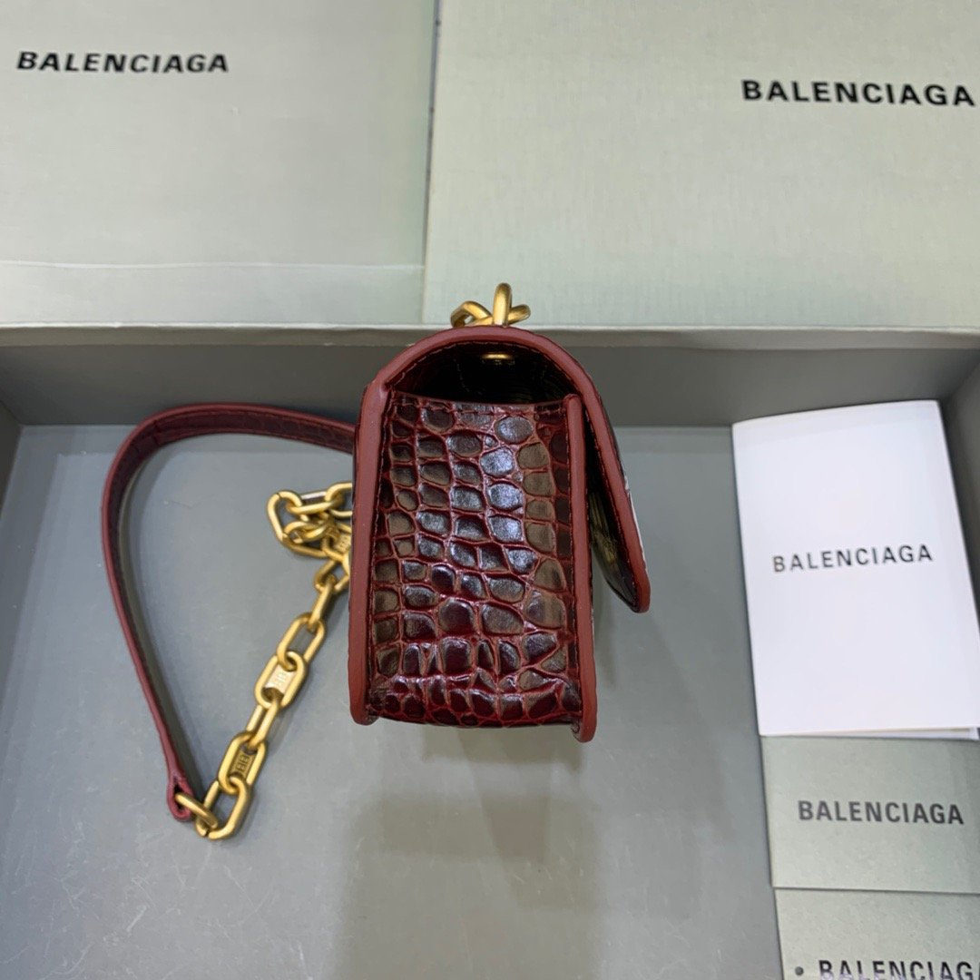 Balenciaga Gossip Small On Chain Shoulder Bag Dark Red, For Women, Women’s Bags 7.4in/19cm
