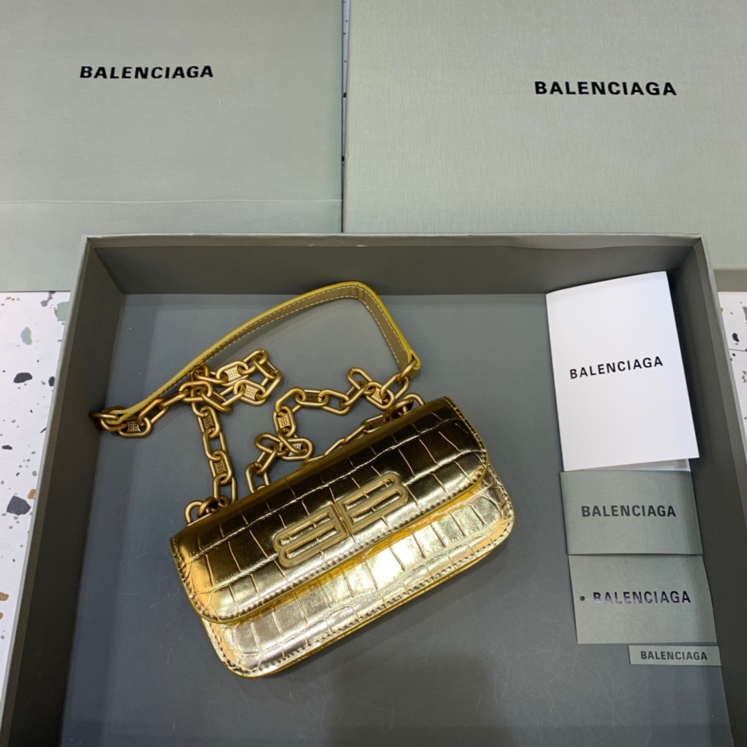 Balenciaga Gossip Small On Chain Shoulder Bag Gold, For Women, Women’s Bags 7.4in/19cm