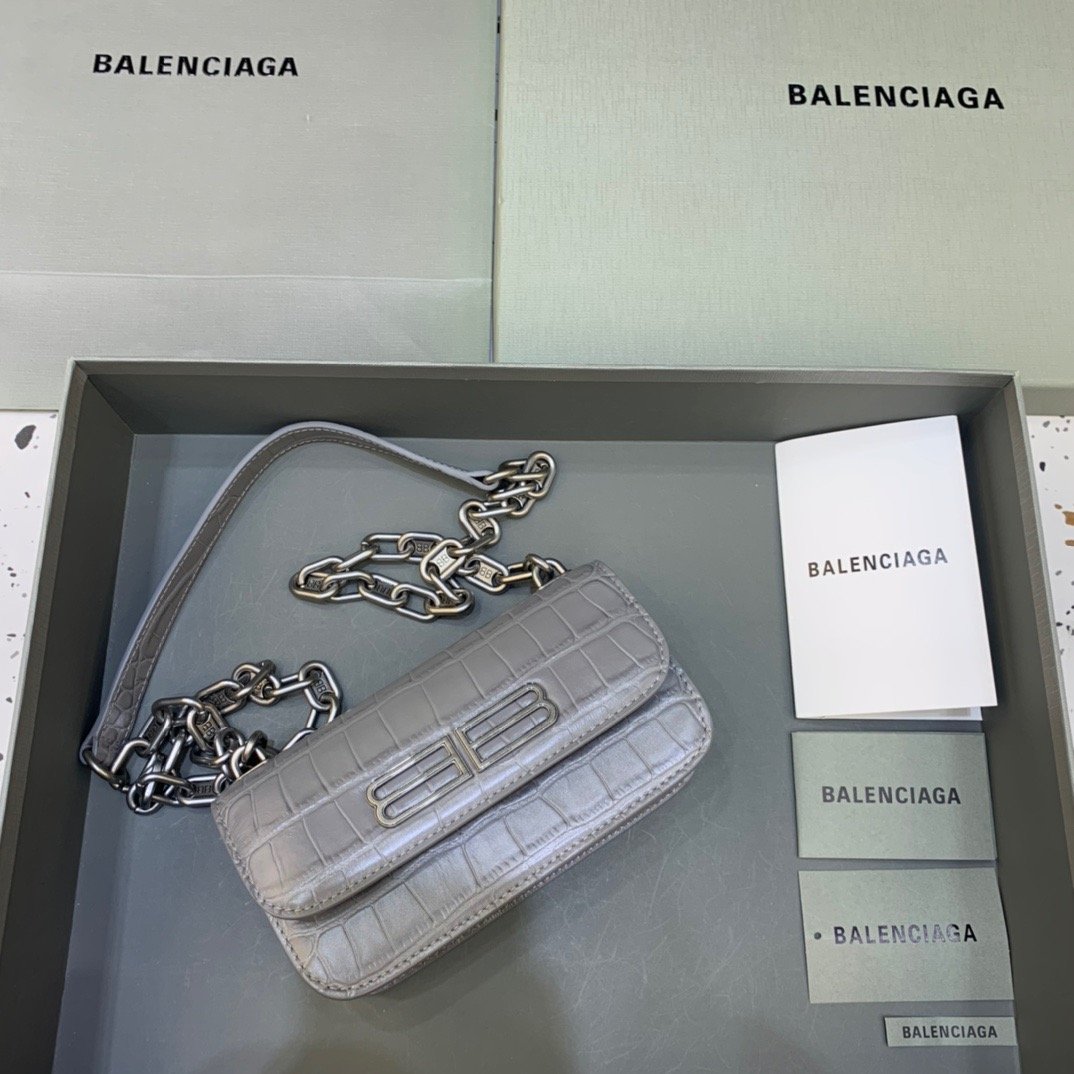 Balenciaga Gossip Small On Chain Shoulder Bag Gray, For Women, Women’s Bags 7.4in/19cm