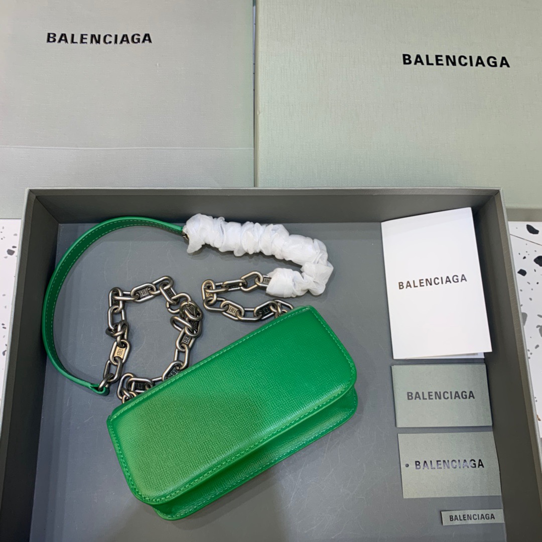 Balenciaga Gossip Small On Chain Shoulder Bag Green, For Women, Women’s Bags 7.4in/19cm