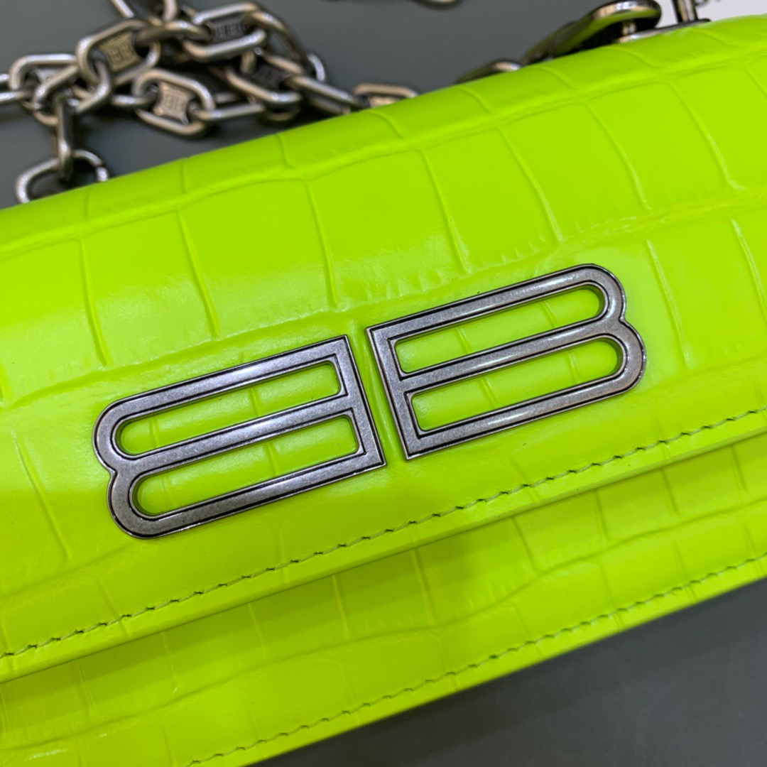Balenciaga Gossip Small On Chain Shoulder Bag Green Neon, For Women, Women’s Bags 7.4in/19cm