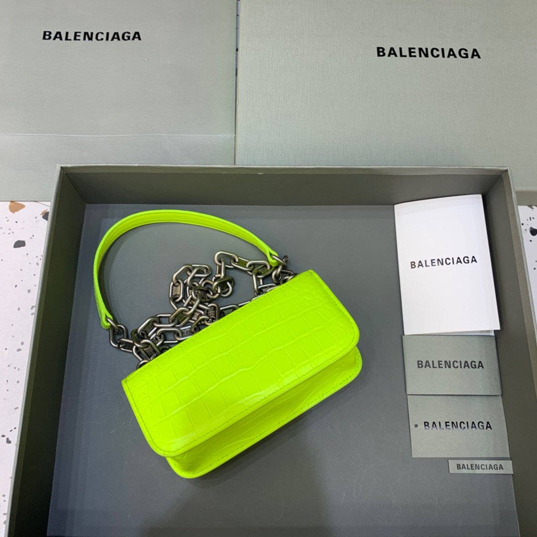 Balenciaga Gossip Small On Chain Shoulder Bag Green Neon, For Women, Women’s Bags 7.4in/19cm