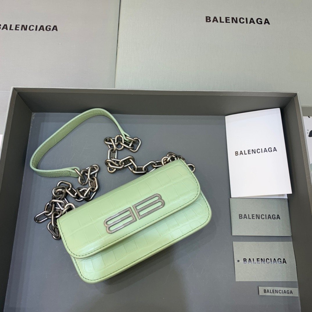 Balenciaga Gossip Small On Chain Shoulder Bag Light Green, For Women, Women’s Bags 7.4in/19cm