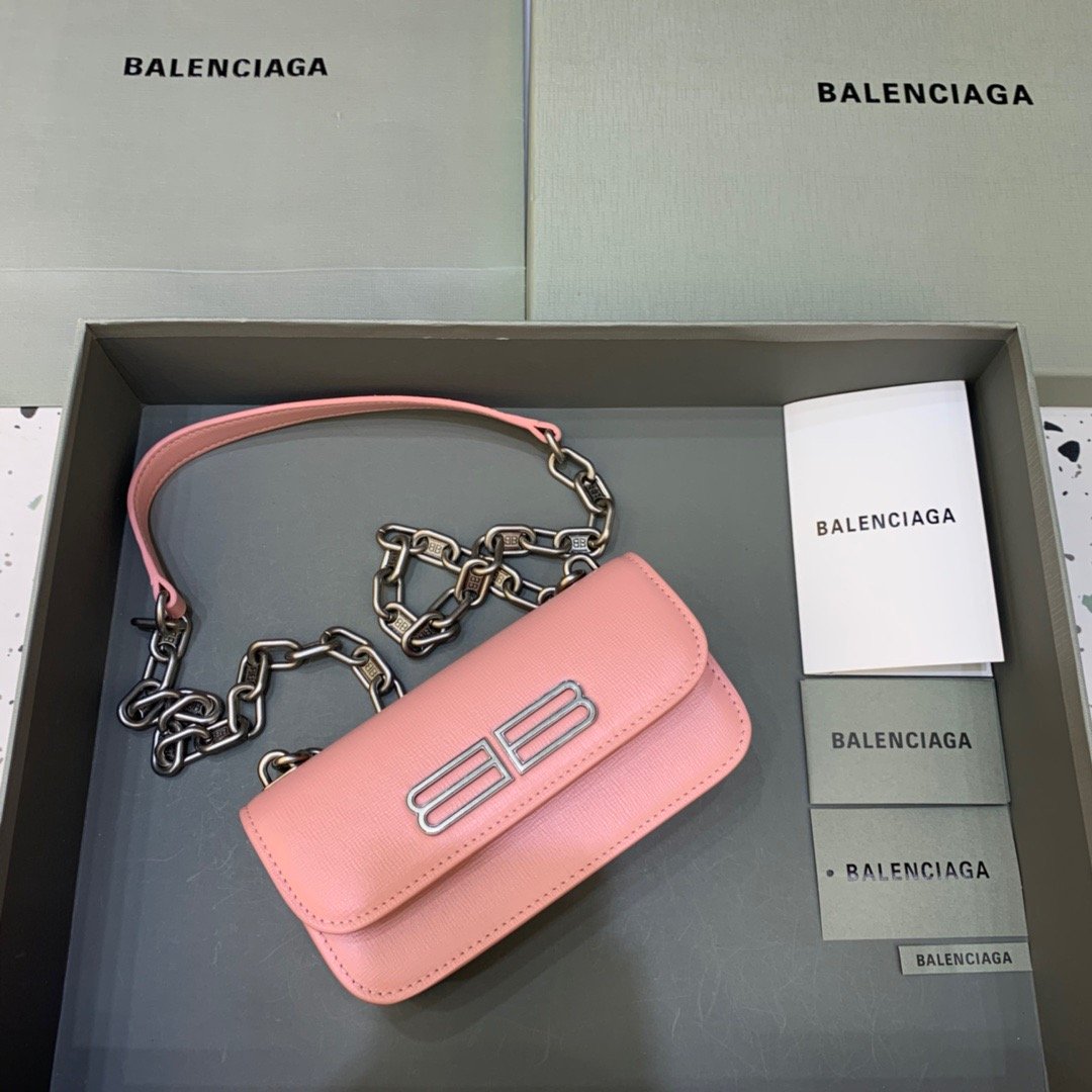 Balenciaga Gossip Small On Chain Shoulder Bag Light Pink, For Women, Women’s Bags 7.4in/19cm