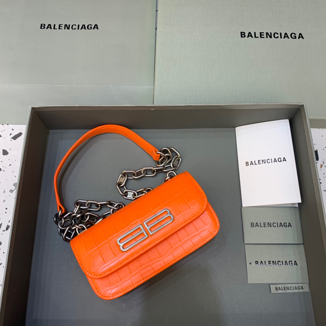Balenciaga Gossip Small On Chain Shoulder Bag Orange, For Women, Women’s Bags 7.4in/19cm