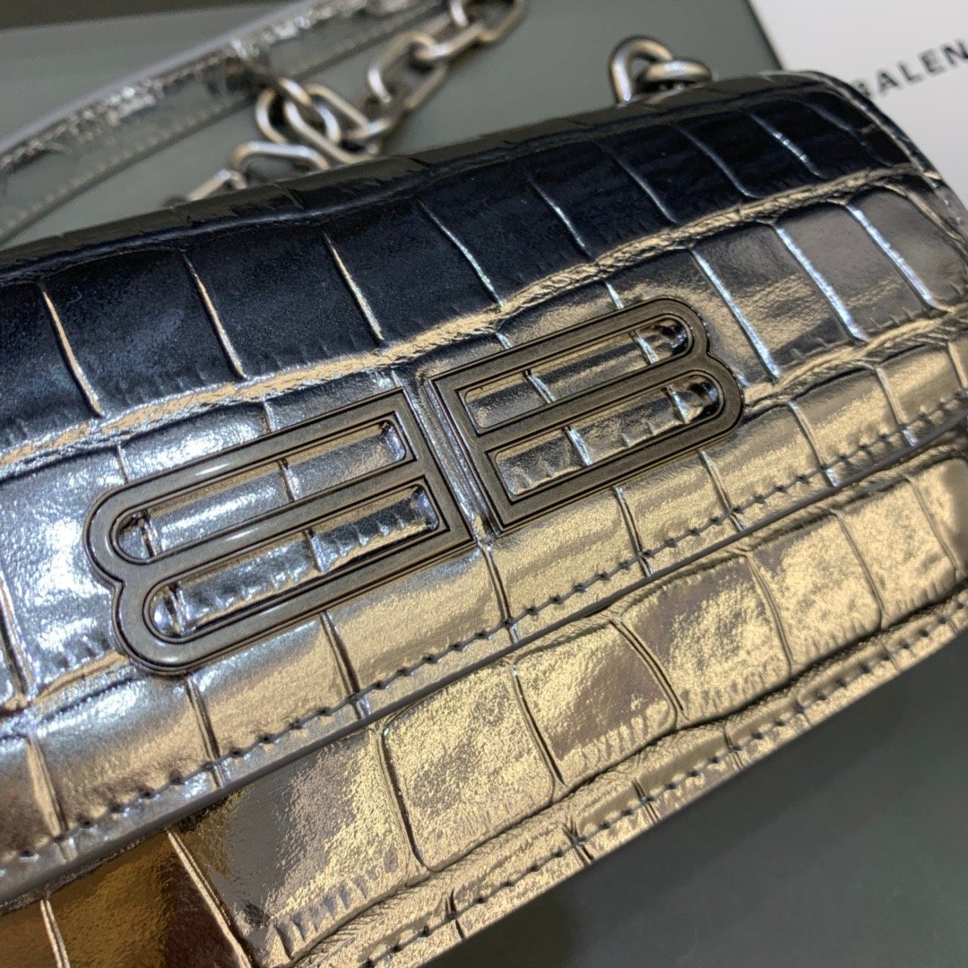 Balenciaga Gossip Small On Chain Shoulder Bag Sliver, For Women, Women’s Bags 7.4in/19cm