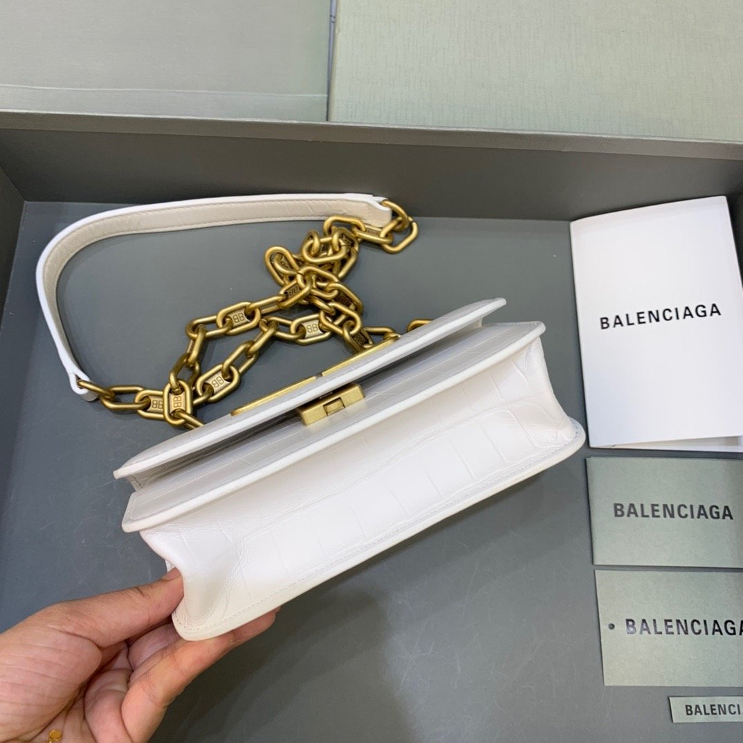 Balenciaga Gossip Small On Chain Shoulder Bag White, For Women, Women’s Bags 7.4in/19cm