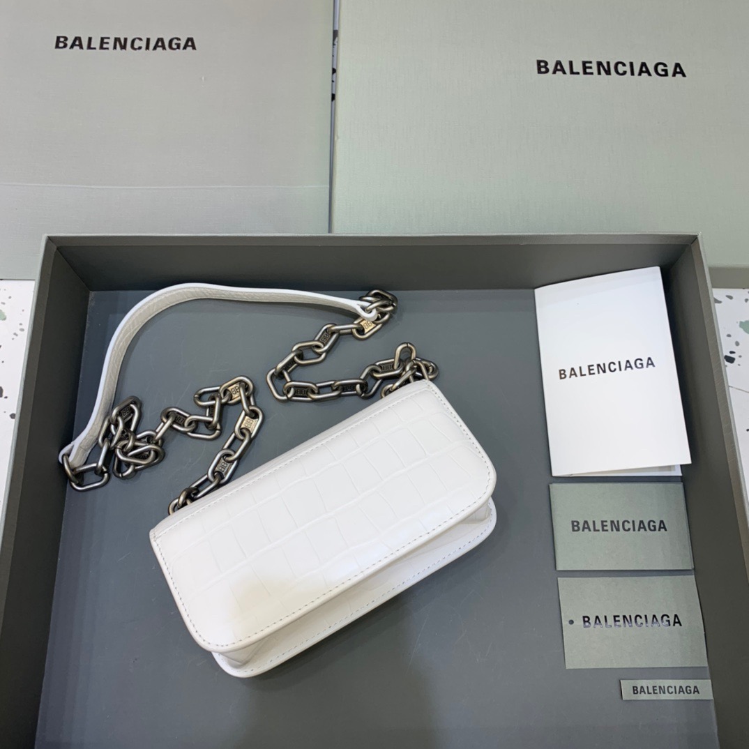 Balenciaga Gossip Small On Chain Shoulder Bag White, For Women, Women’s Bags 7.4in/19cm