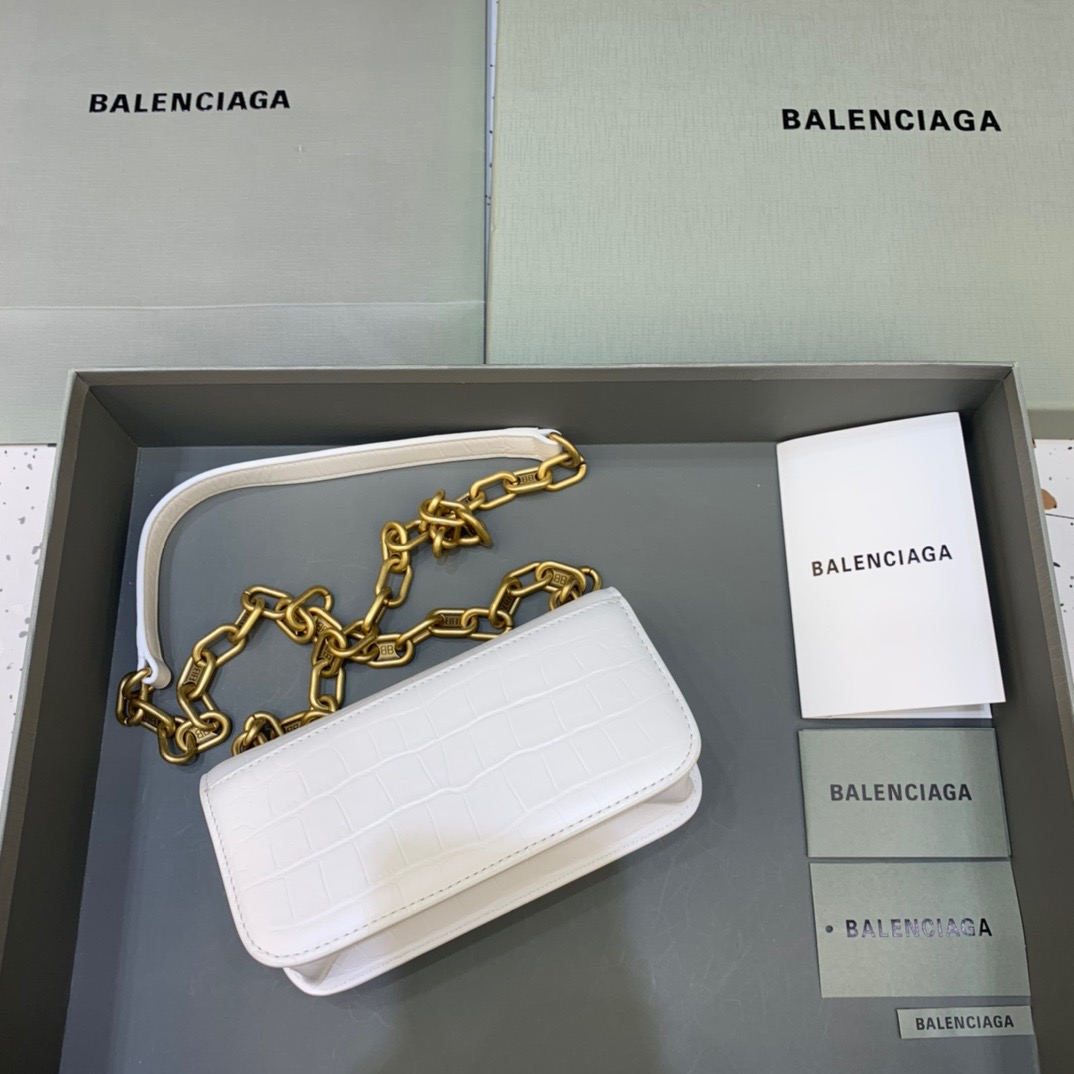 Balenciaga Gossip Small On Chain Shoulder Bag White, For Women, Women’s Bags 7.4in/19cm
