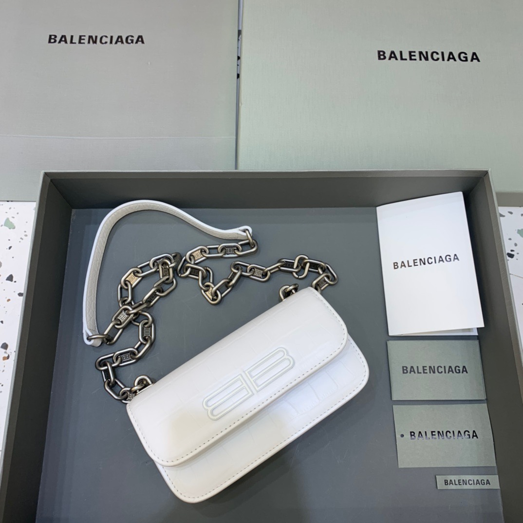 Balenciaga Gossip Small On Chain Shoulder Bag White, For Women, Women’s Bags 7.4in/19cm