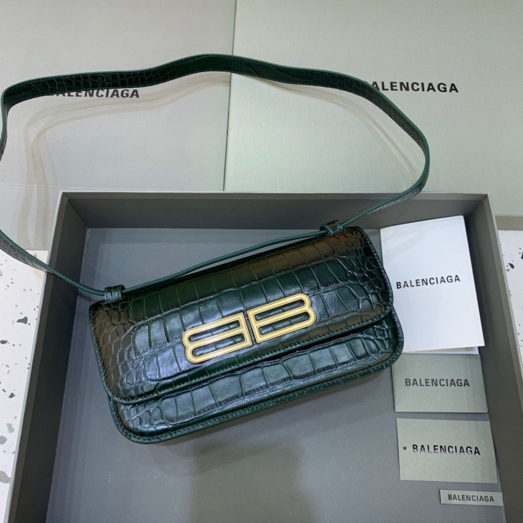 Balenciaga Gossip Small Shoulder Bag Dark Green, For Women, Women’s Bags 9.1in/23cm