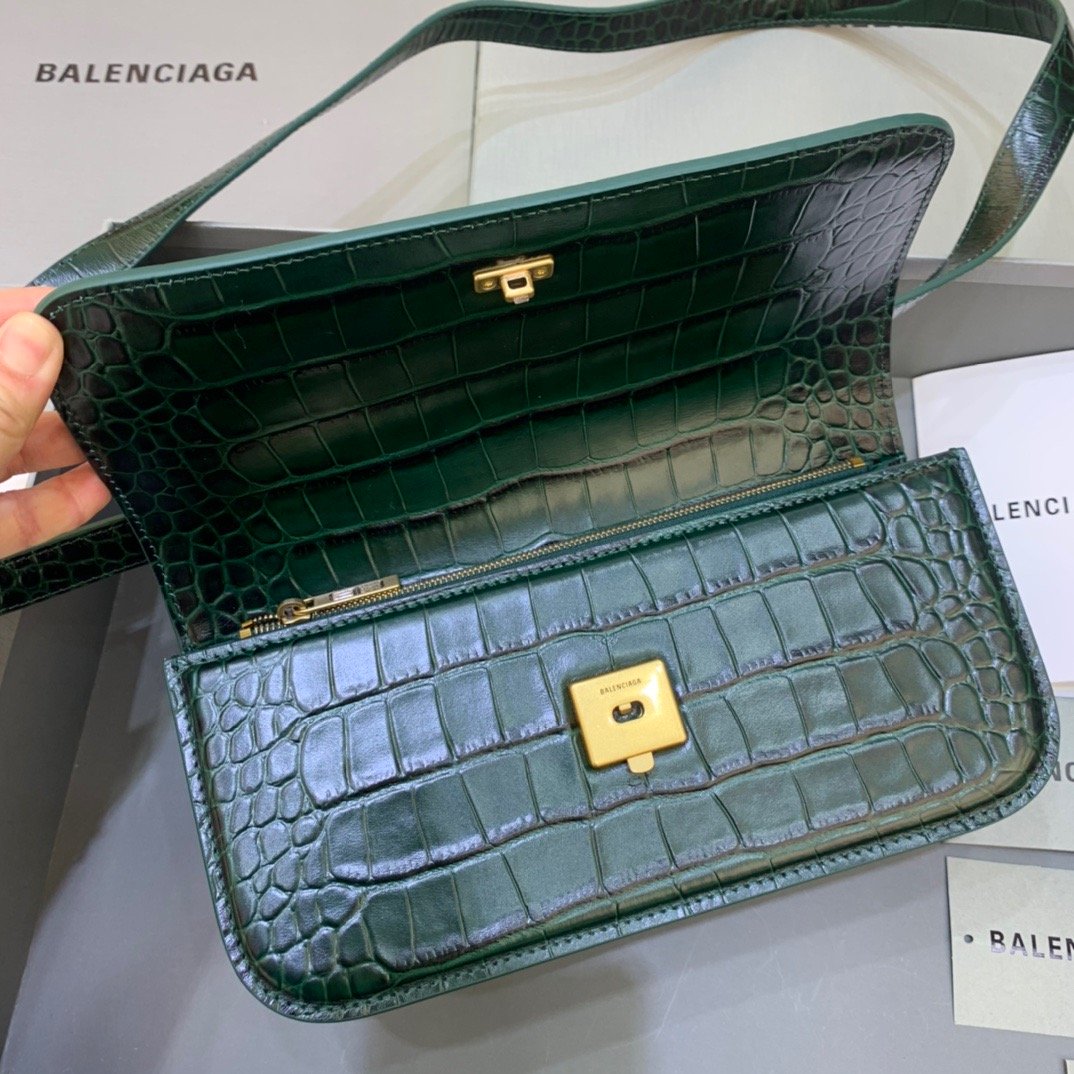Balenciaga Gossip Small Shoulder Bag Dark Green, For Women, Women’s Bags 9.1in/23cm