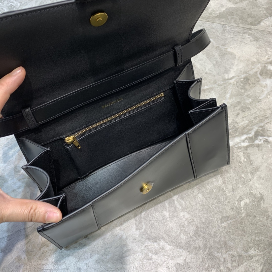 Balenciaga Hourglass Handbag In Black, For Women, Women’s Bags 9.8in/25cm