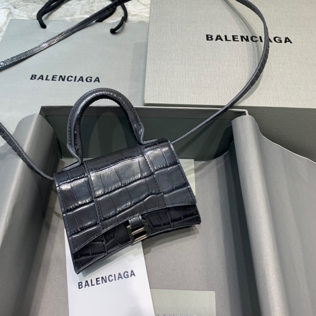 Balenciaga Hourglass Mini Handbag In Black, For Women, Women’s Bags 4.7in/12cm
