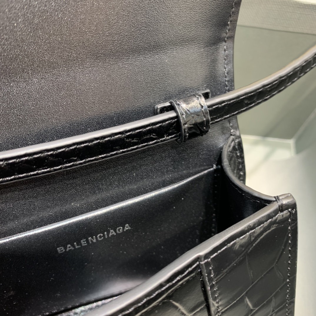 Balenciaga Hourglass Mini Handbag In Black, For Women, Women’s Bags 4.7in/12cm