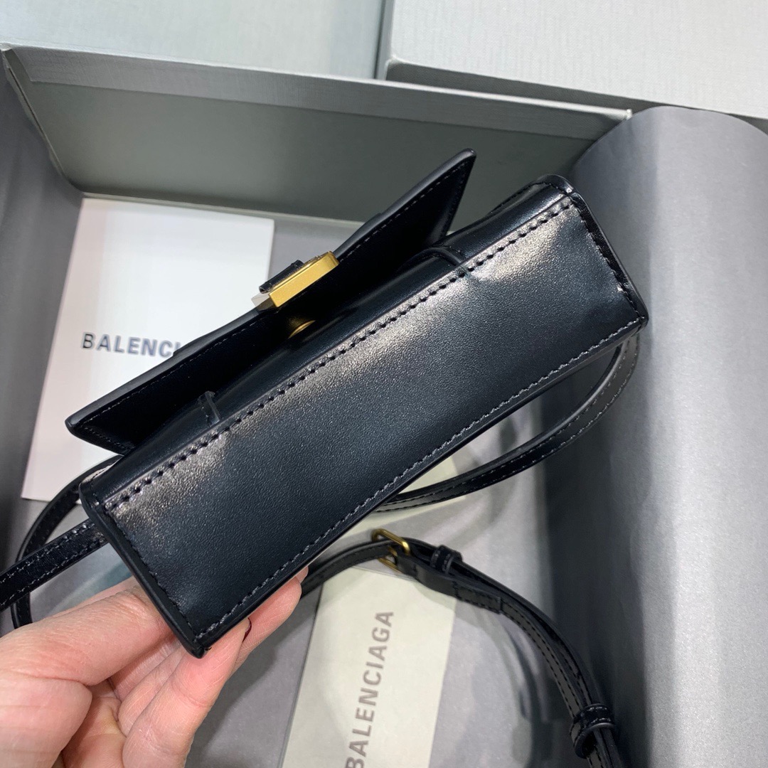 Balenciaga Hourglass Mini Handbag In Black, For Women, Women’s Bags 4.7in/12cm