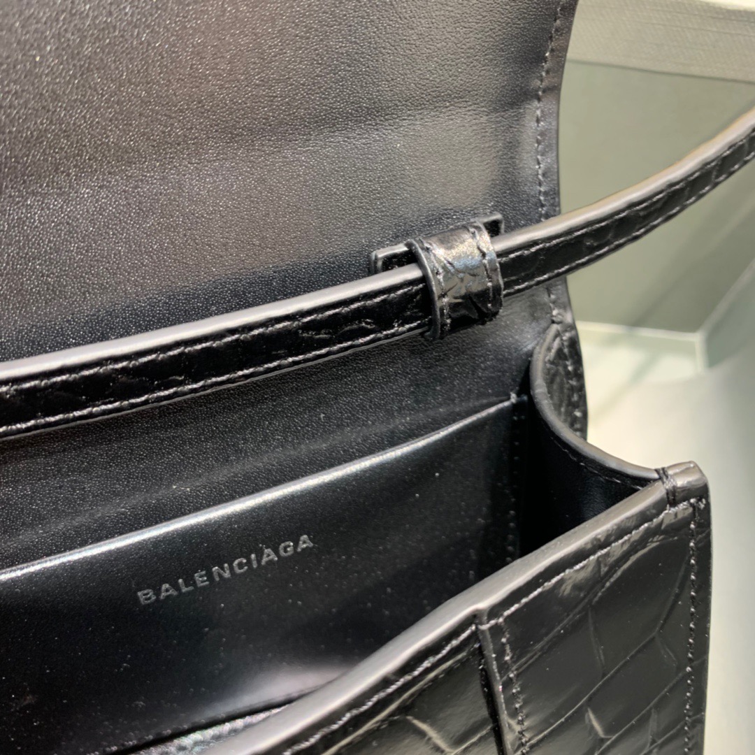 Balenciaga Hourglass Mini Handbag In Black, For Women, Women’s Bags 4.7in/12cm