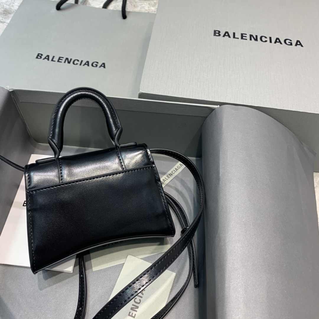 Balenciaga Hourglass Mini Handbag In Black, For Women, Women’s Bags 4.7in/12cm