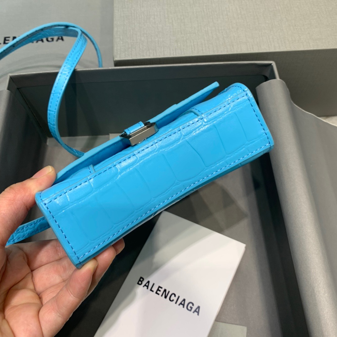 Balenciaga Hourglass Mini Handbag In Blue, For Women, Women’s Bags 4.7in/12cm