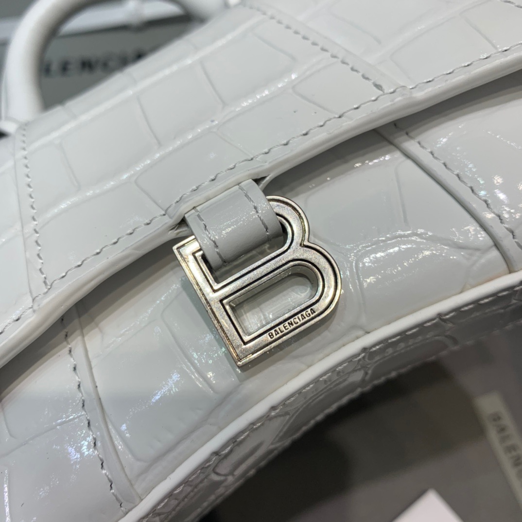 Balenciaga Hourglass Mini Handbag In White, For Women, Women’s Bags 4.7in/12cm 6373721LR6Y9016