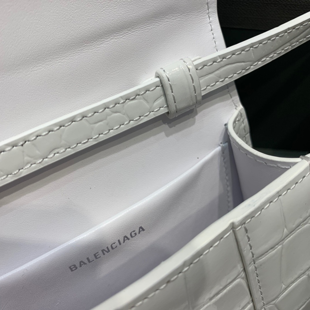 Balenciaga Hourglass Mini Handbag In White, For Women, Women’s Bags 4.7in/12cm 6373721LR6Y9016