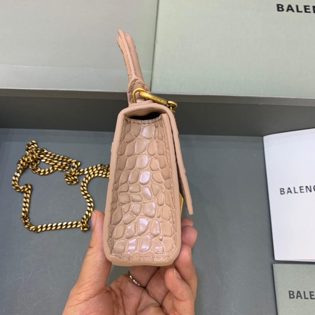 Balenciaga Hourglass Mini Handbag With Chain In Beige, For Women, Women’s Bags 4.7in/12cm