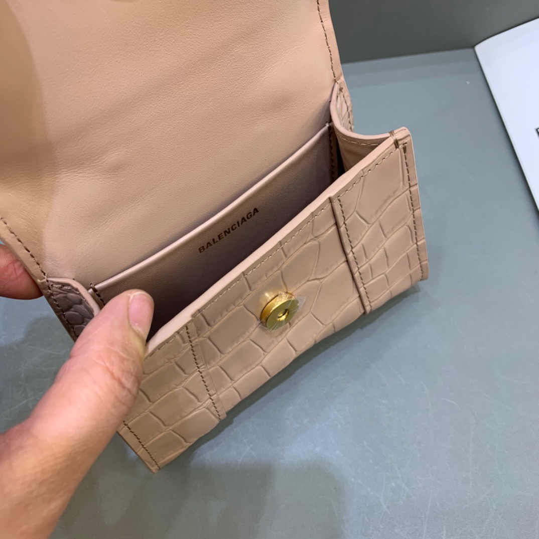 Balenciaga Hourglass Mini Handbag With Chain In Beige, For Women, Women’s Bags 4.7in/12cm