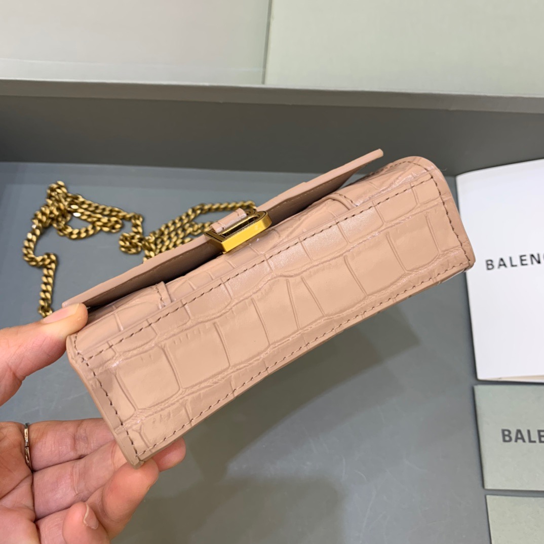 Balenciaga Hourglass Mini Handbag With Chain In Beige, For Women, Women’s Bags 4.7in/12cm
