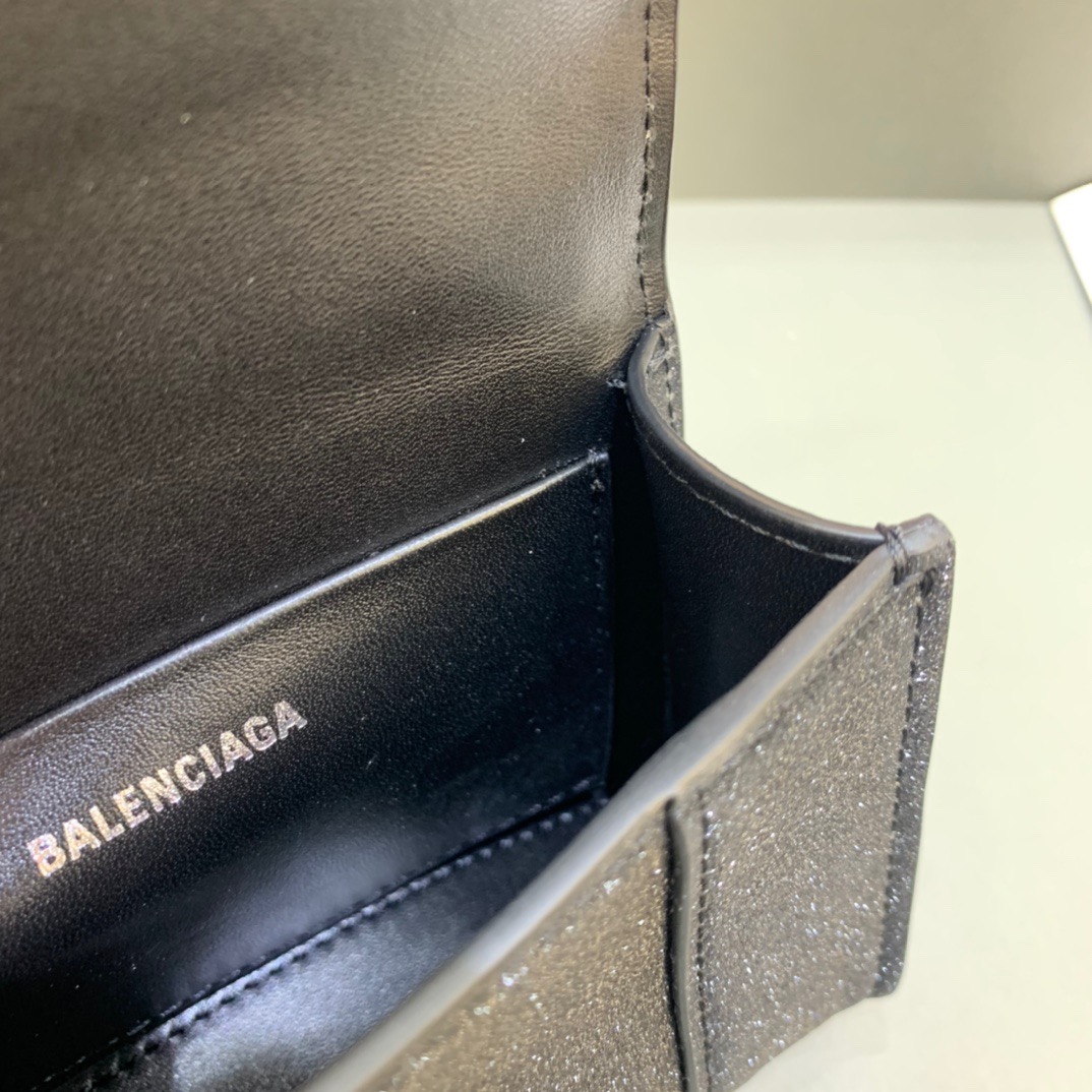 Balenciaga Hourglass Mini Handbag With Chain In Black, For Women, Women’s Bags 4.7in/12cm