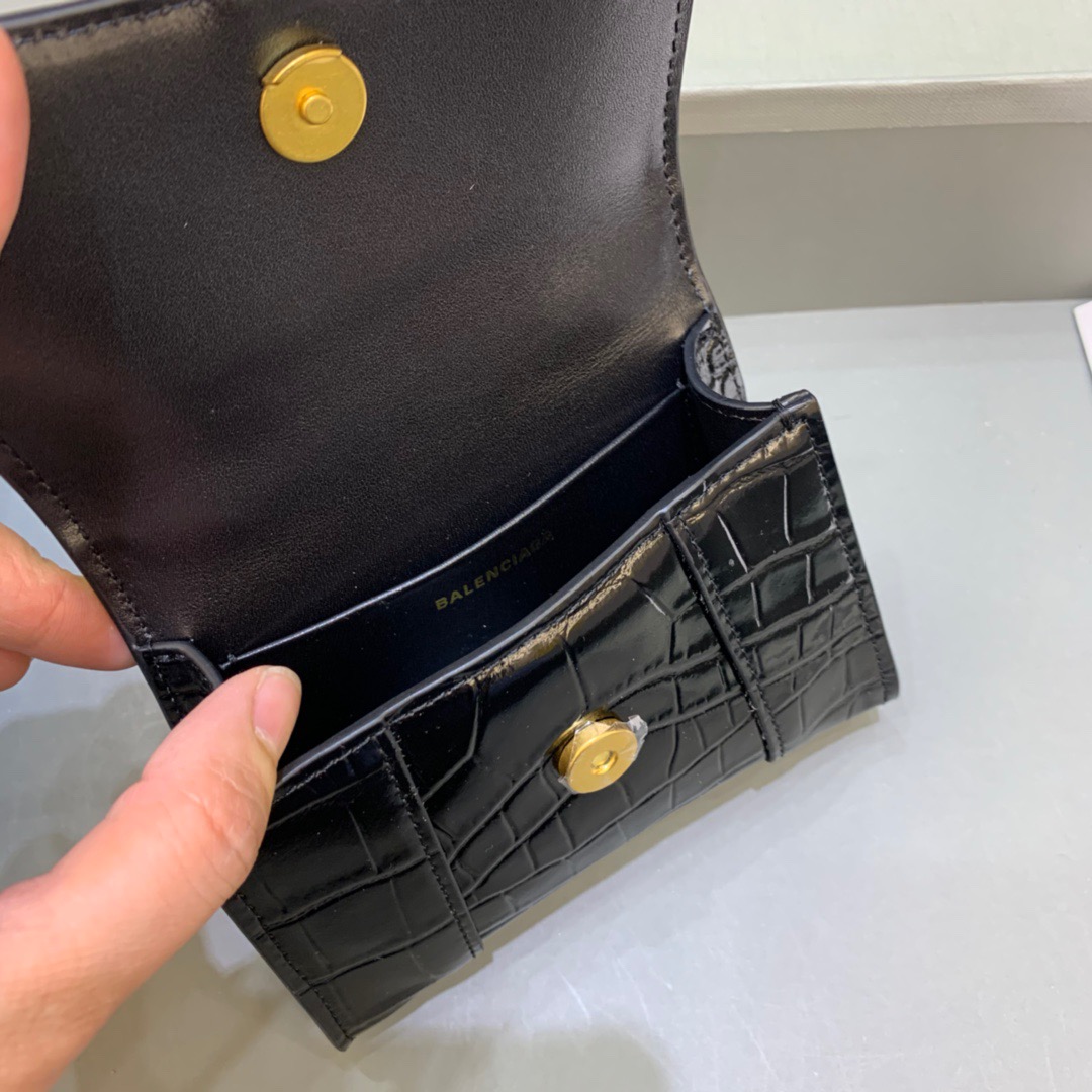 Balenciaga Hourglass Mini Handbag With Chain In Black, For Women, Women’s Bags 4.7in/12cm