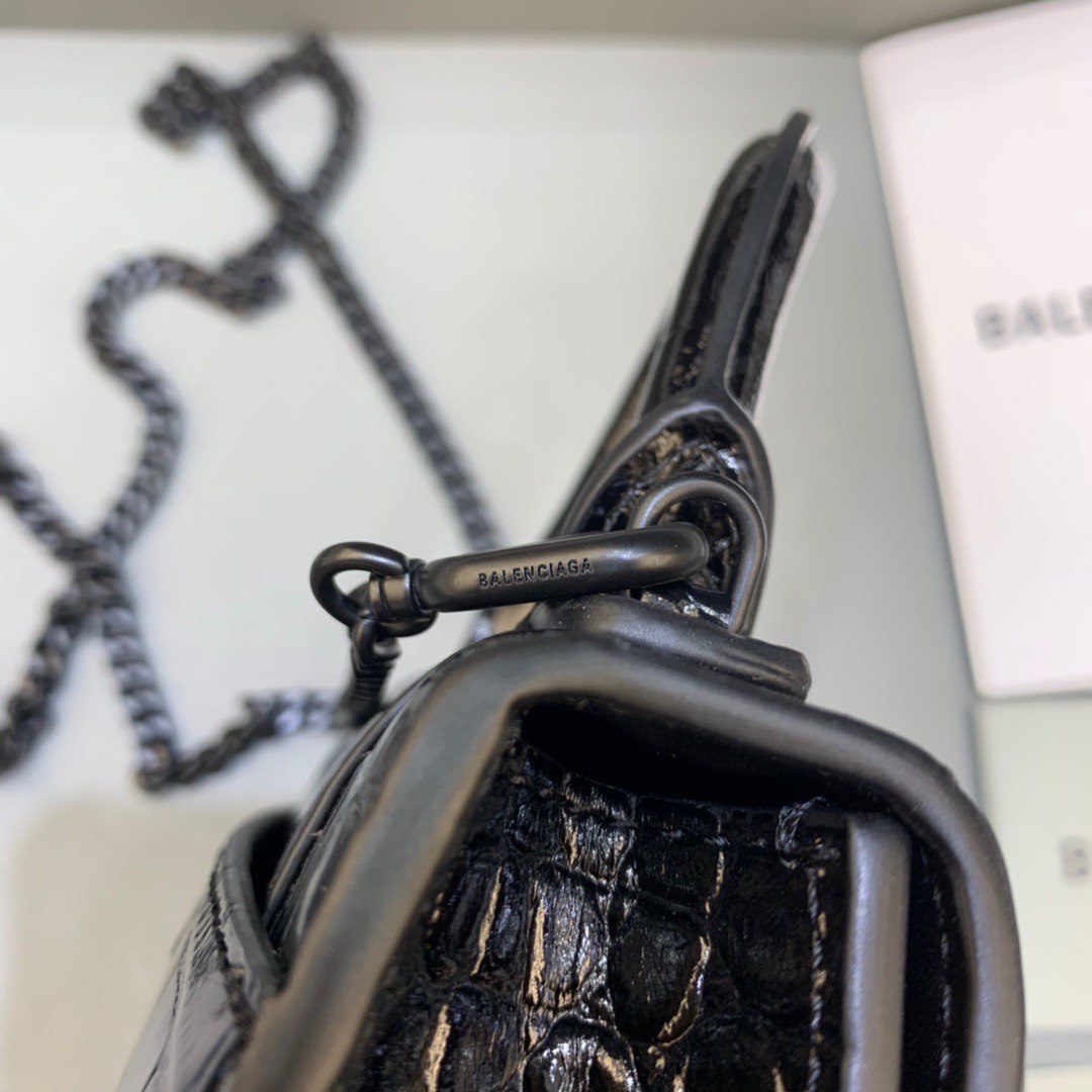 Balenciaga Hourglass Mini Handbag With Chain In Black, For Women, Women’s Bags 4.7in/12cm