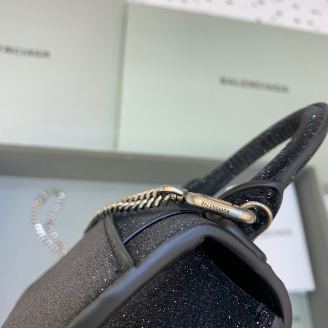 Balenciaga Hourglass Mini Handbag With Chain In Black, For Women, Women’s Bags 4.7in/12cm