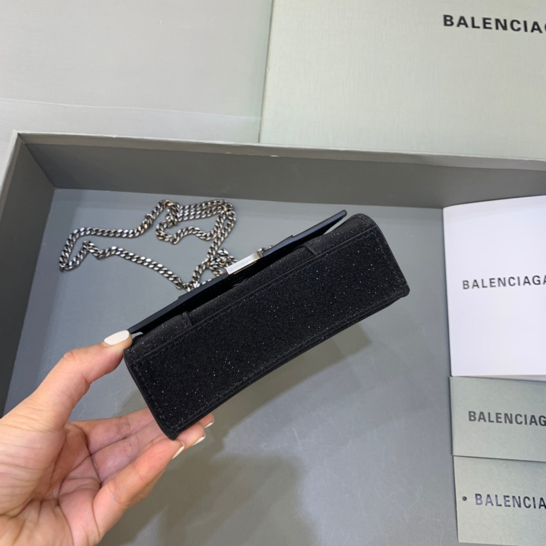 Balenciaga Hourglass Mini Handbag With Chain In Black, For Women, Women’s Bags 4.7in/12cm