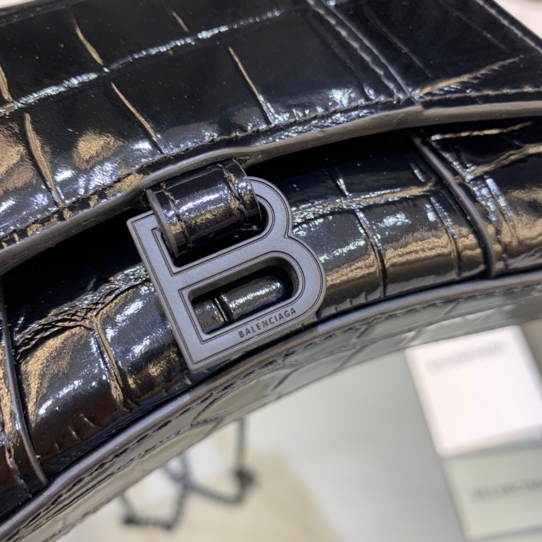 Balenciaga Hourglass Mini Handbag With Chain In Black, For Women, Women’s Bags 4.7in/12cm