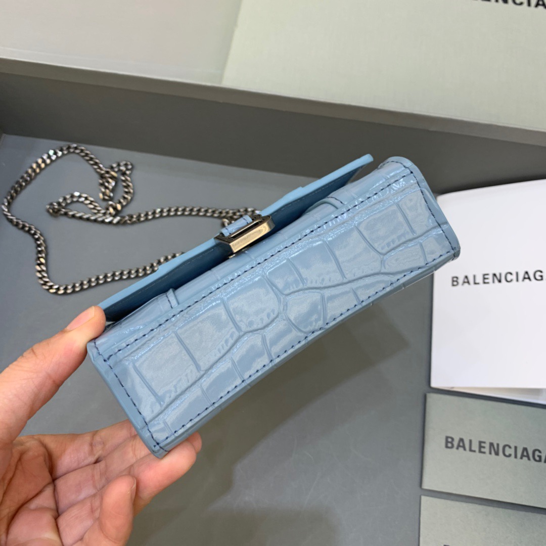 Balenciaga Hourglass Mini Handbag With Chain In Blue, For Women, Women’s Bags 4.7in/12cm