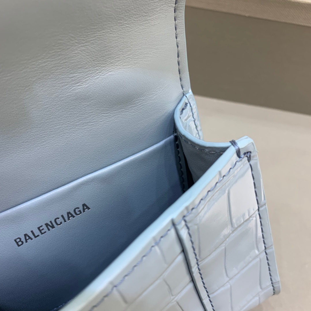 Balenciaga Hourglass Mini Handbag With Chain In Blue, For Women, Women’s Bags 4.7in/12cm