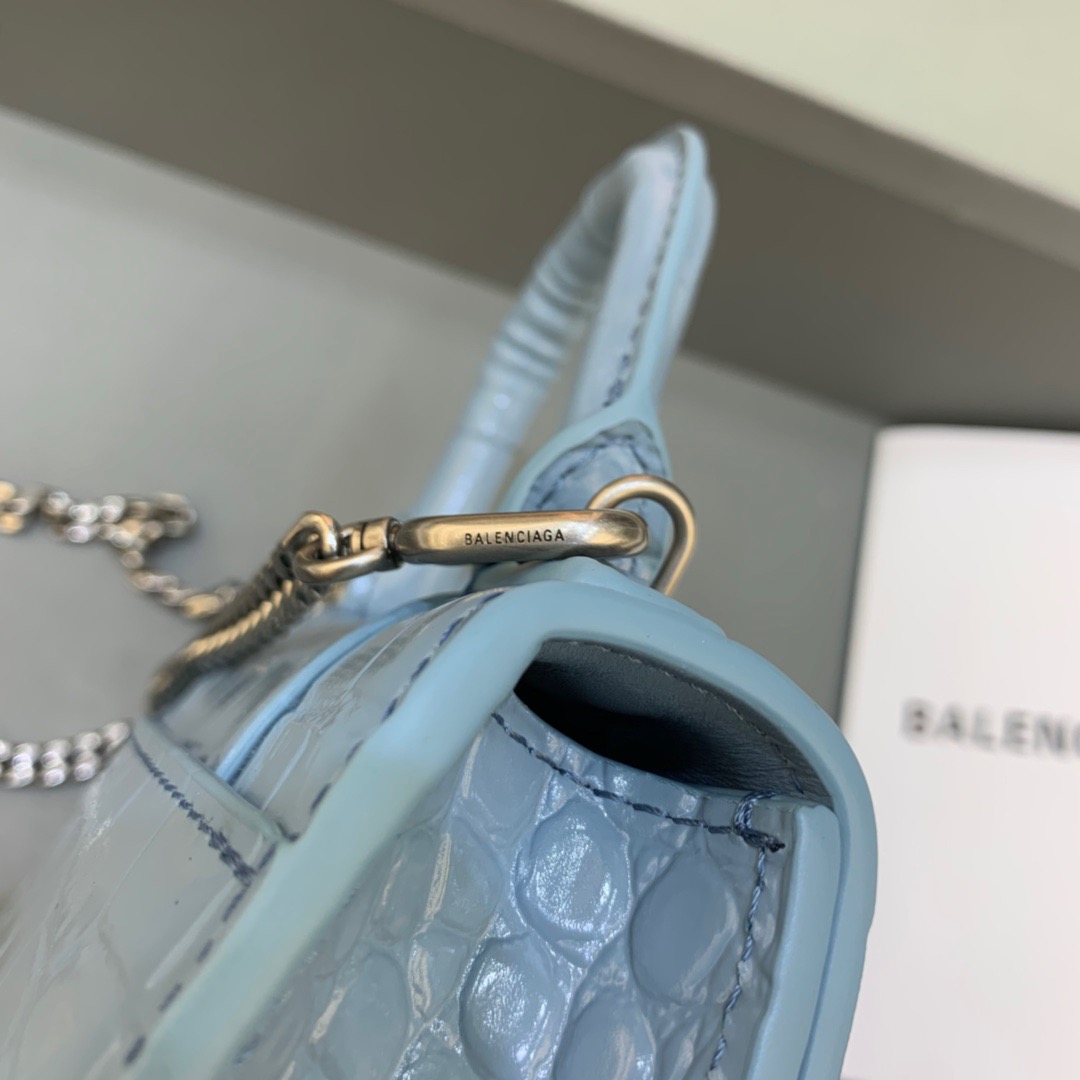 Balenciaga Hourglass Mini Handbag With Chain In Blue, For Women, Women’s Bags 4.7in/12cm