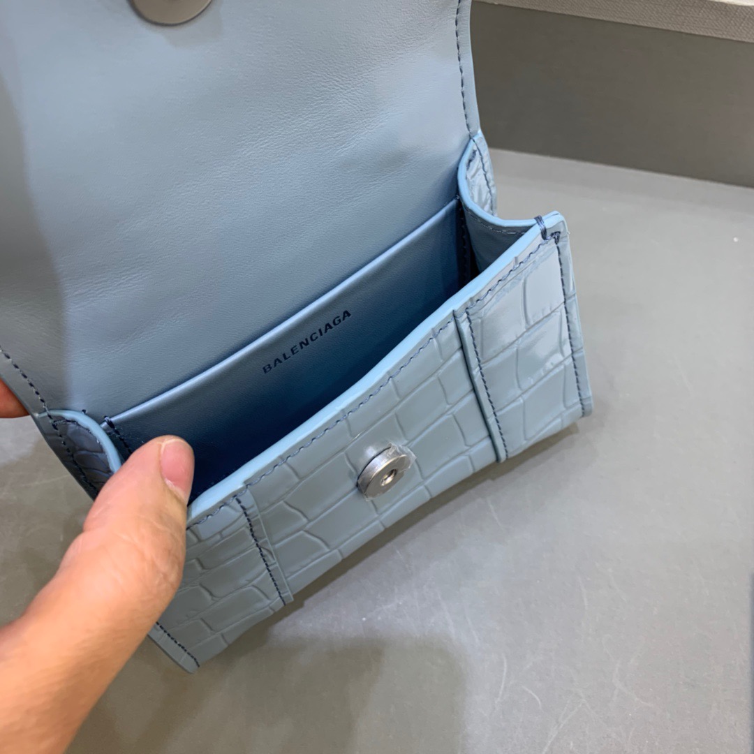 Balenciaga Hourglass Mini Handbag With Chain In Blue, For Women, Women’s Bags 4.7in/12cm