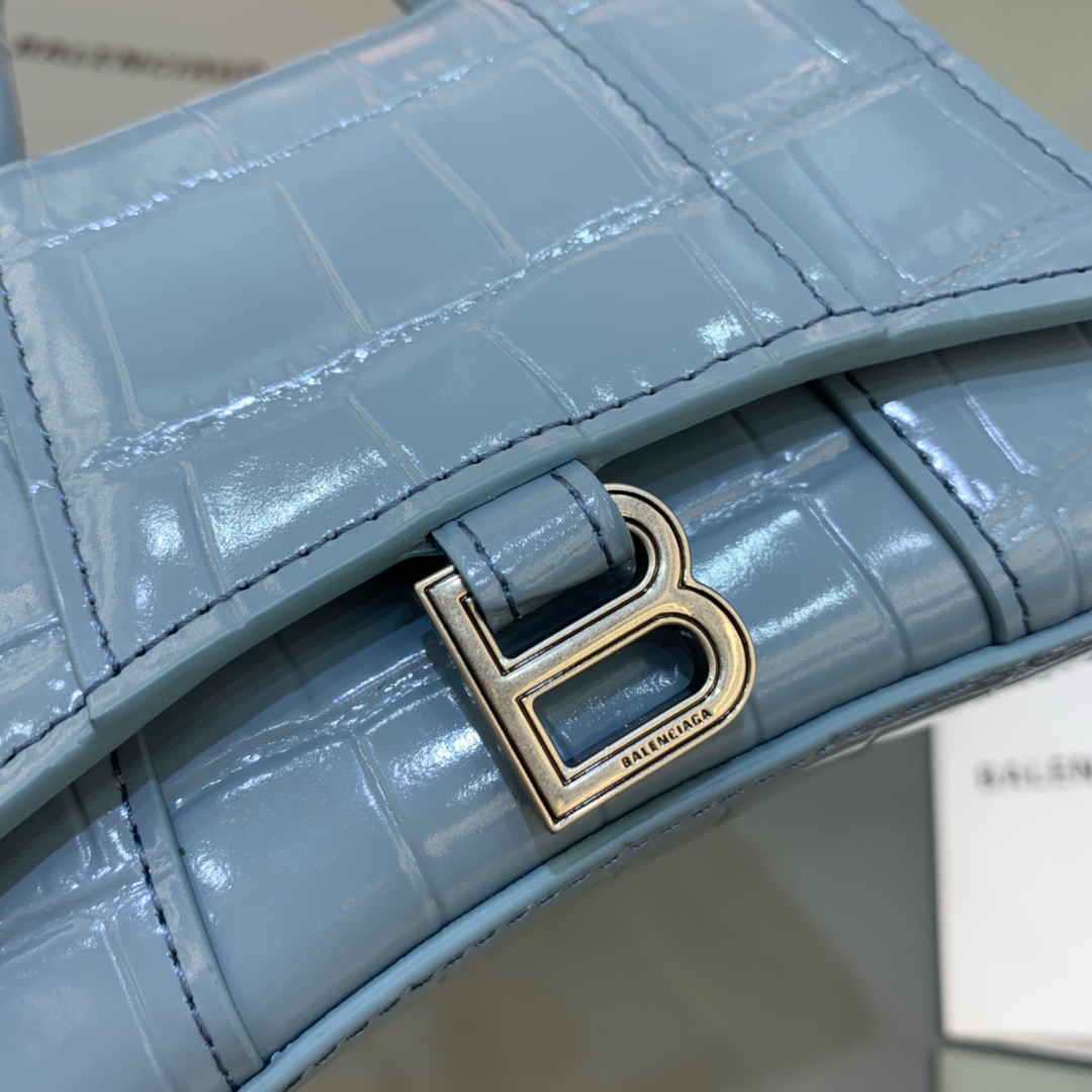 Balenciaga Hourglass Mini Handbag With Chain In Blue, For Women, Women’s Bags 4.7in/12cm