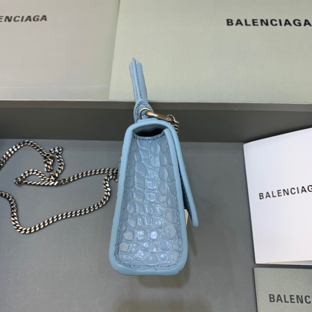 Balenciaga Hourglass Mini Handbag With Chain In Blue, For Women, Women’s Bags 4.7in/12cm