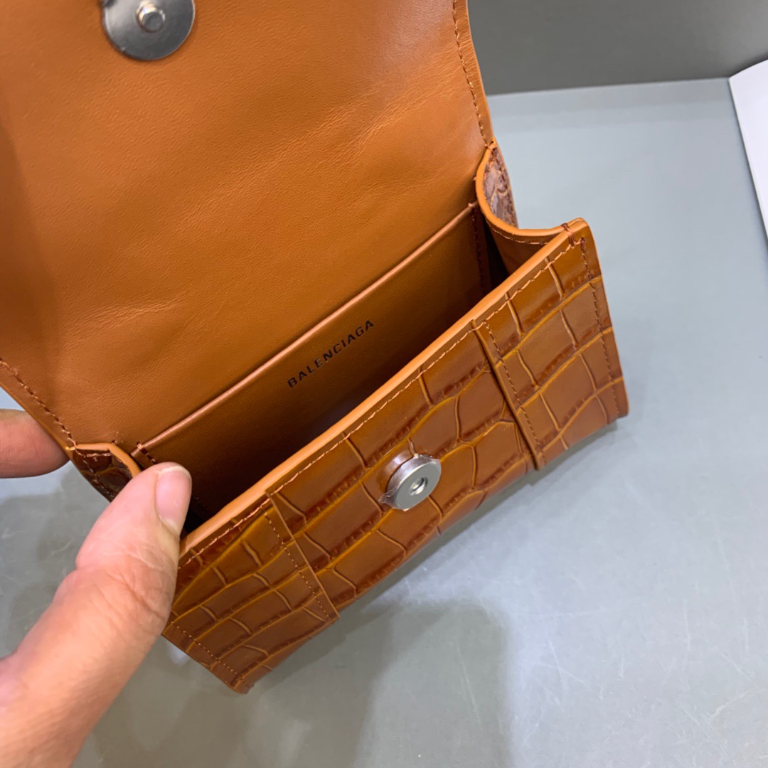 Balenciaga Hourglass Mini Handbag With Chain In Brown, For Women, Women’s Bags 4.7in/12cm