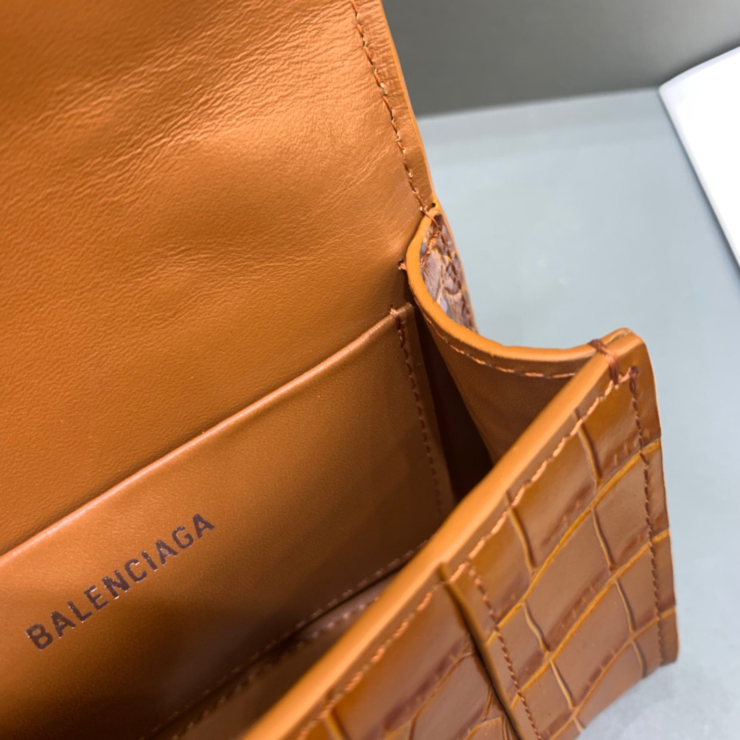 Balenciaga Hourglass Mini Handbag With Chain In Brown, For Women, Women’s Bags 4.7in/12cm