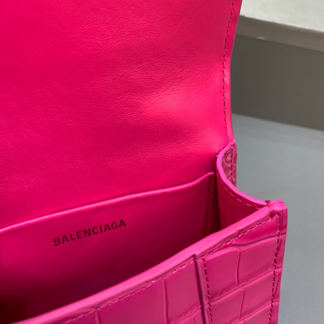 Balenciaga Hourglass Mini Handbag With Chain In Dark Pink, For Women, Women’s Bags 4.7in/12cm