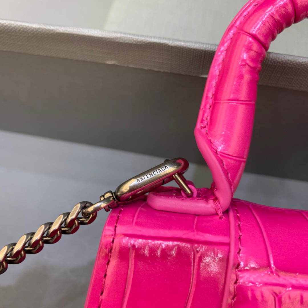 Balenciaga Hourglass Mini Handbag With Chain In Dark Pink, For Women, Women’s Bags 4.7in/12cm