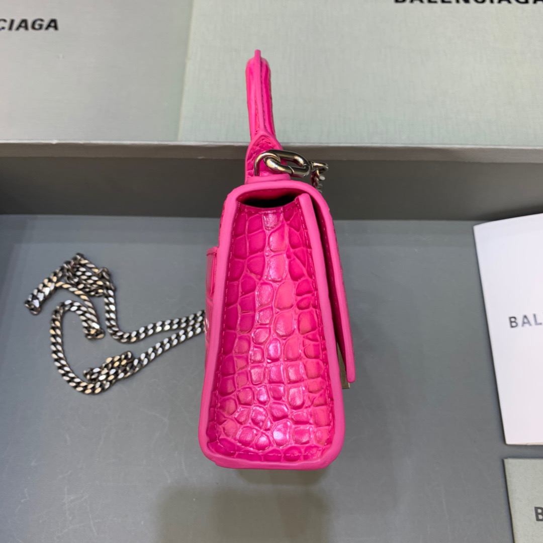 Balenciaga Hourglass Mini Handbag With Chain In Dark Pink, For Women, Women’s Bags 4.7in/12cm