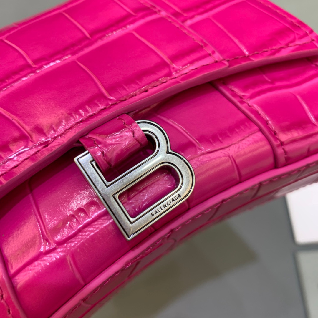 Balenciaga Hourglass Mini Handbag With Chain In Dark Pink, For Women, Women’s Bags 4.7in/12cm