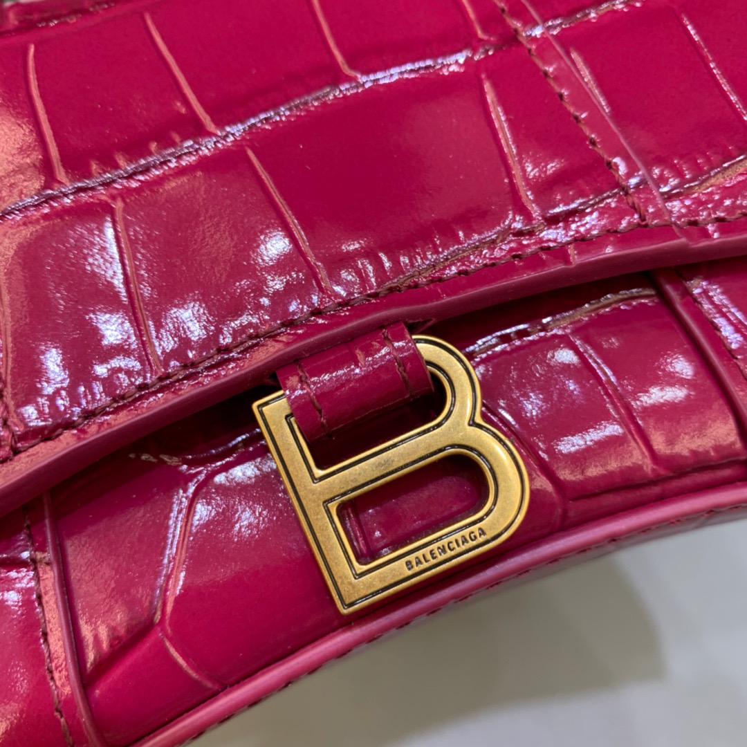 Balenciaga Hourglass Mini Handbag With Chain In Dark Red, For Women, Women’s Bags 4.7in/12cm