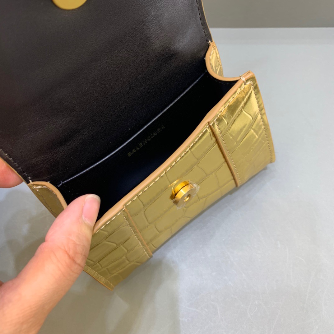 Balenciaga Hourglass Mini Handbag With Chain In Gold, For Women, Women’s Bags 4.7in/12cm 6646761S49