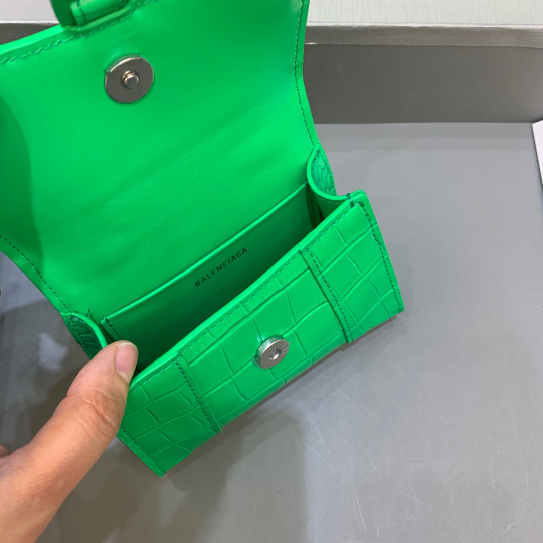 Balenciaga Hourglass Mini Handbag With Chain In Green, For Women, Women’s Bags 4.7in/12cm