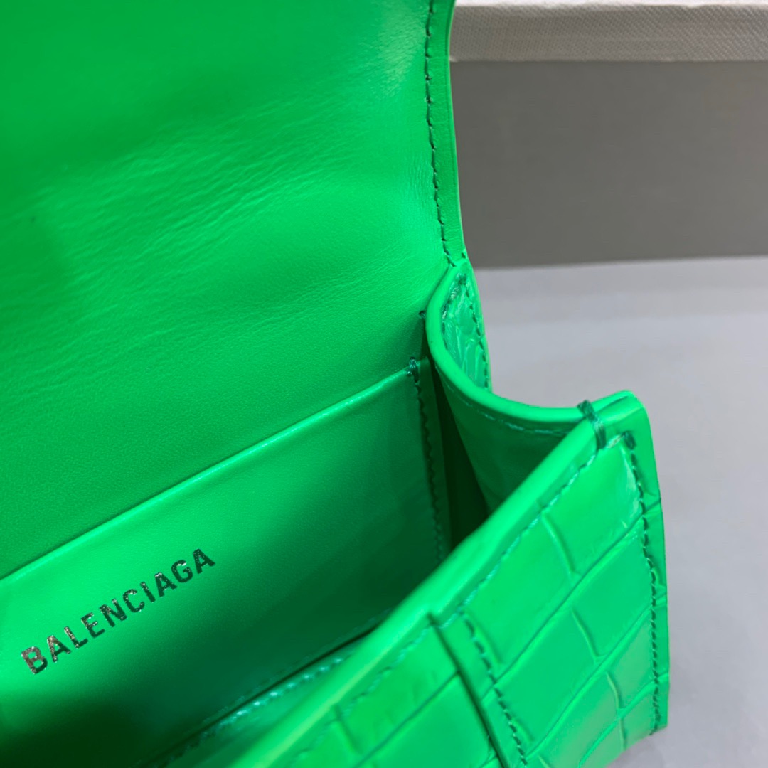 Balenciaga Hourglass Mini Handbag With Chain In Green, For Women, Women’s Bags 4.7in/12cm